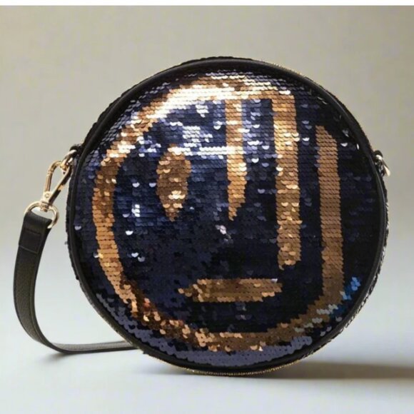 Desigual Round Crossbody Bag Purple Robot Reversible Sequins Shoulder - Picture 1 of 10